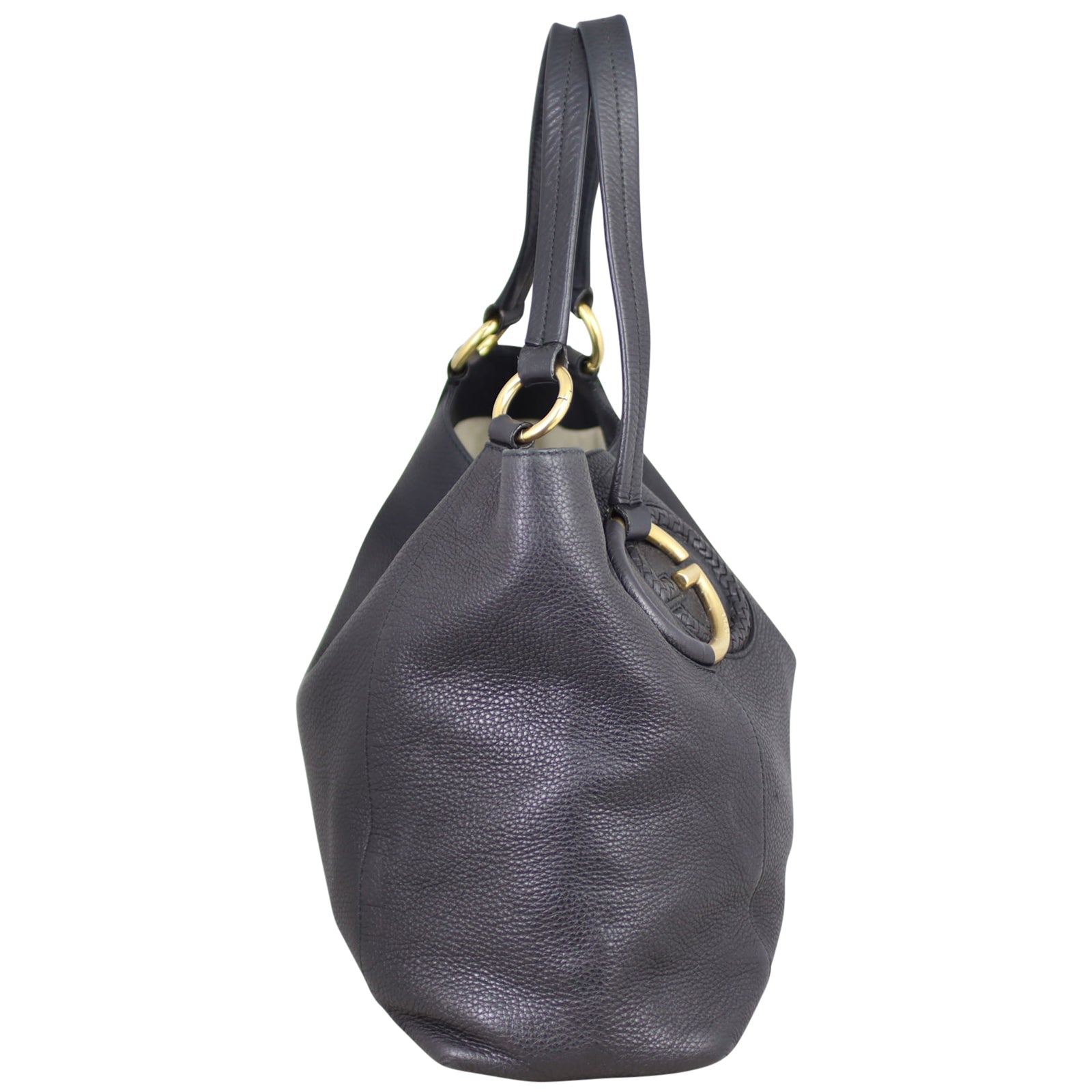 Gucci Twill Plait G Leather Hobo