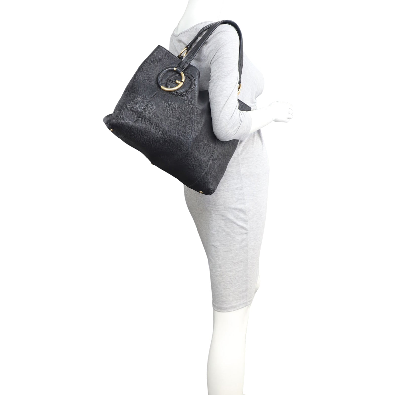 Gucci Twill Plait G Leather Hobo