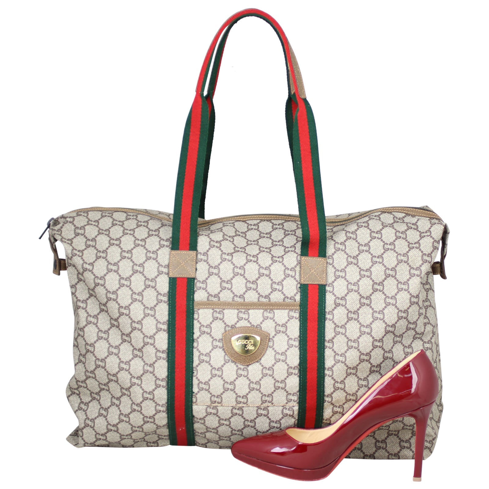 Gucci Vintage GG Plus Web Travel Tote