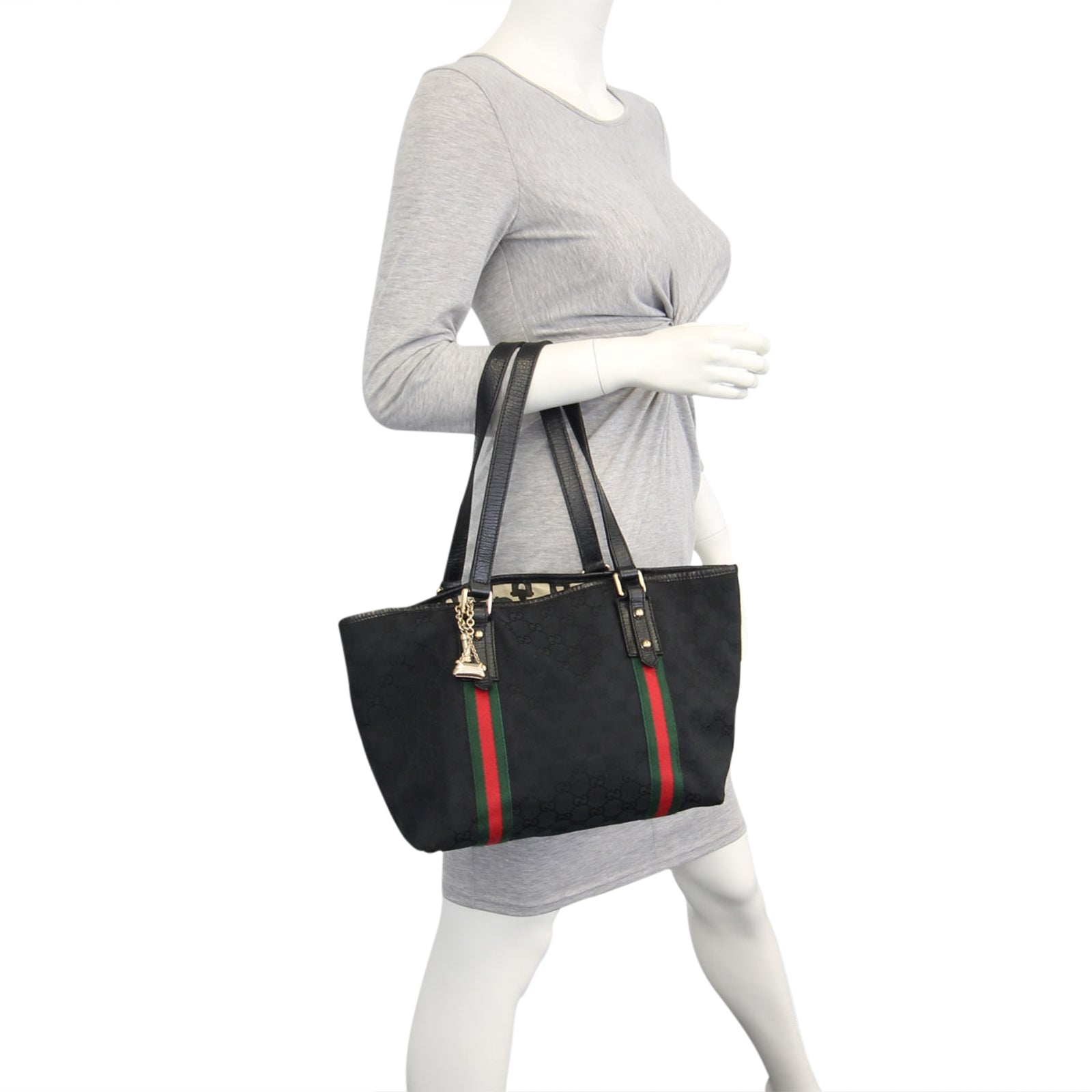 Gucci GG Web Sherry Line Shoulder Tote