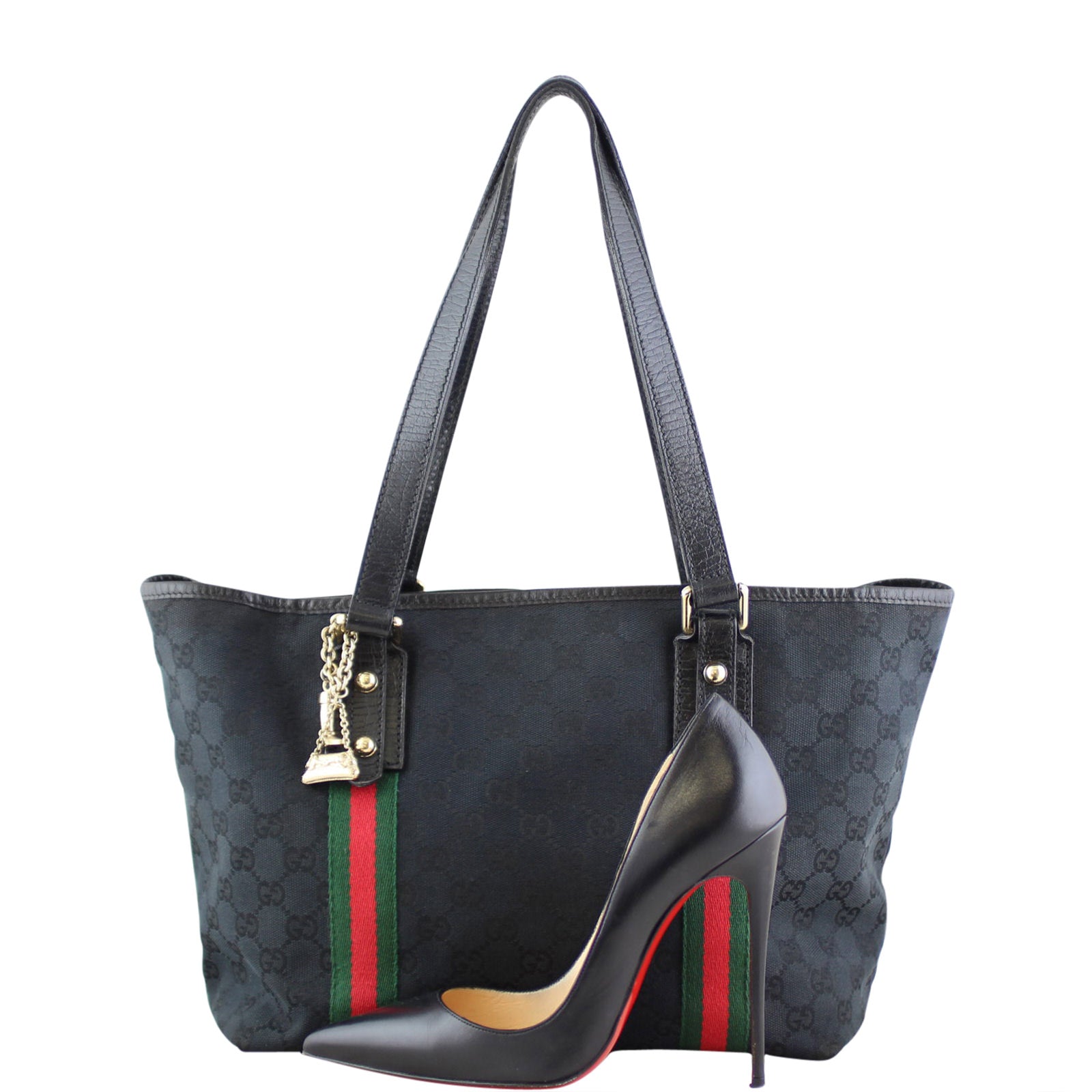 Gucci GG Web Sherry Line Shoulder Tote