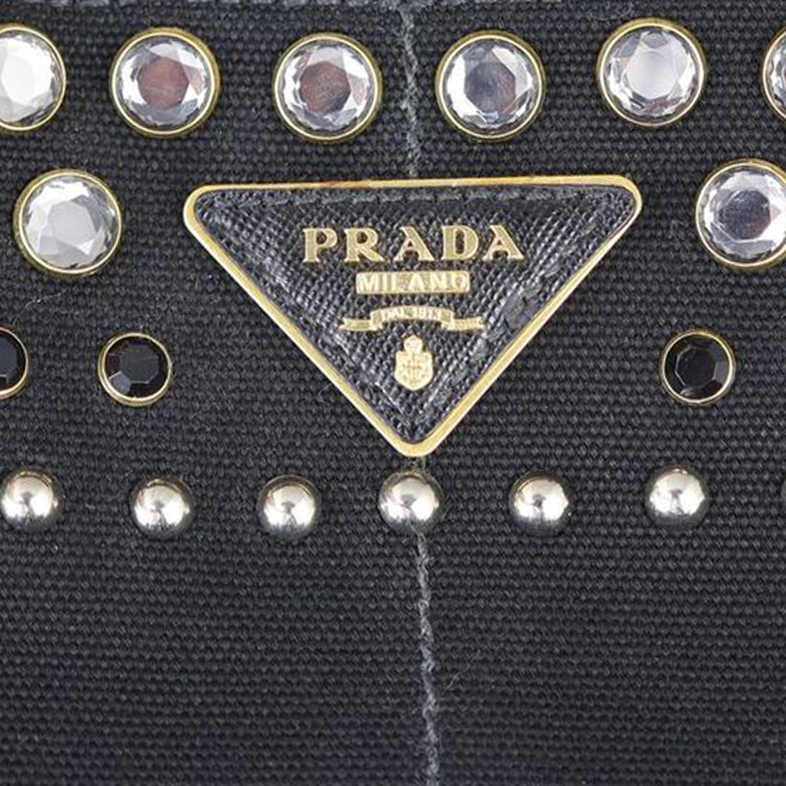 Prada Studded Canapa Tote Large