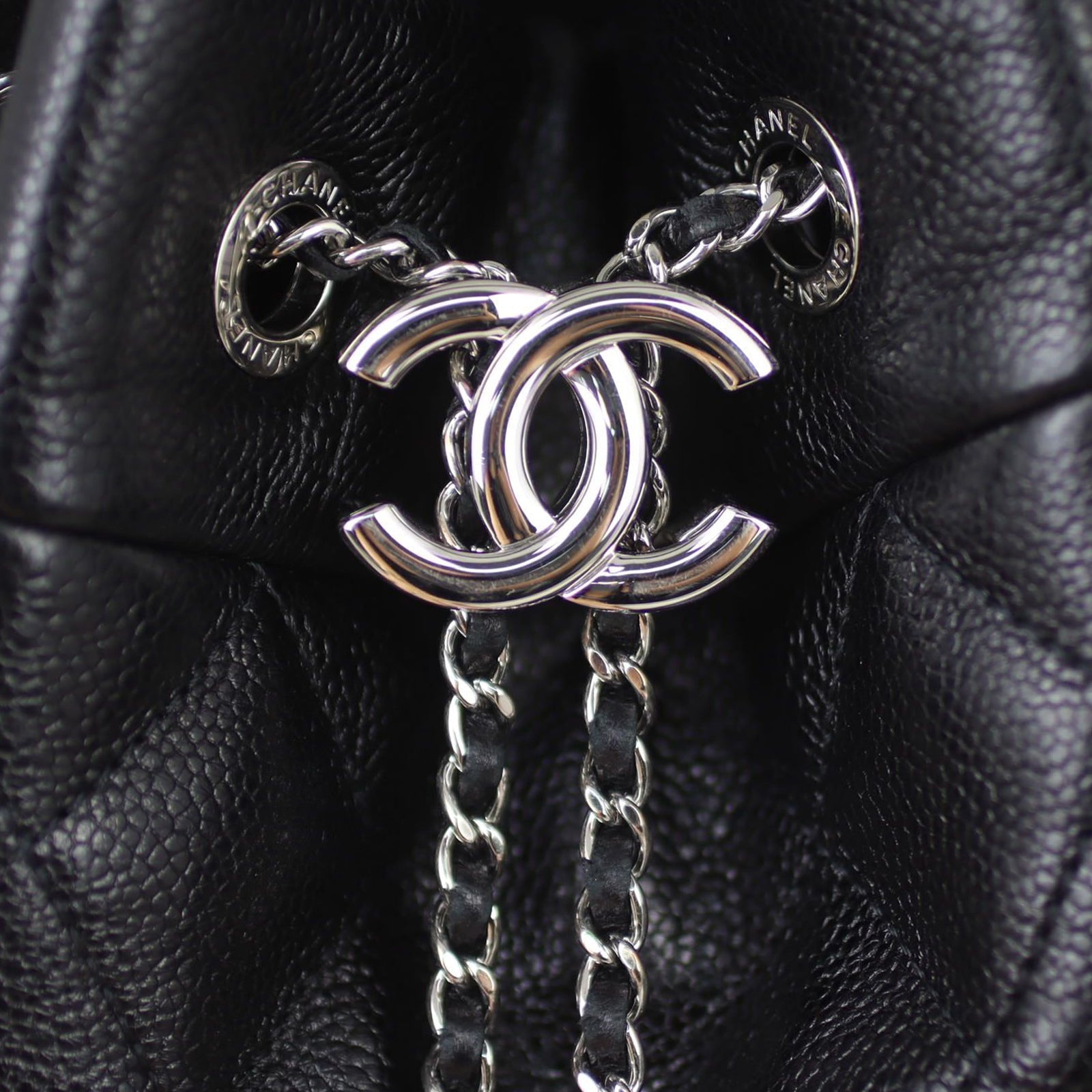 Chanel Quilted CC Drawstring Bucket Bag | Black Soft