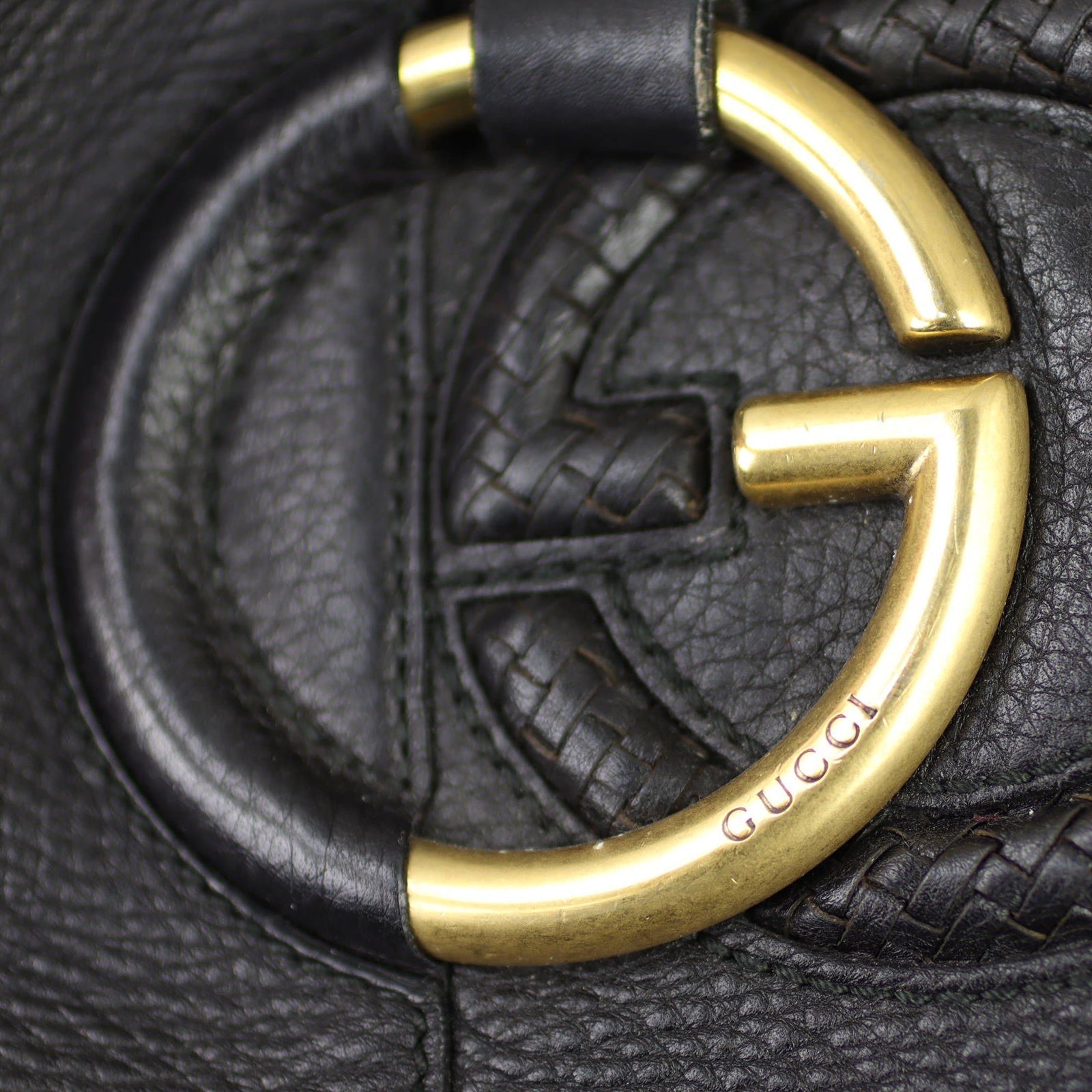 Gucci Twill Plait G Leather Hobo