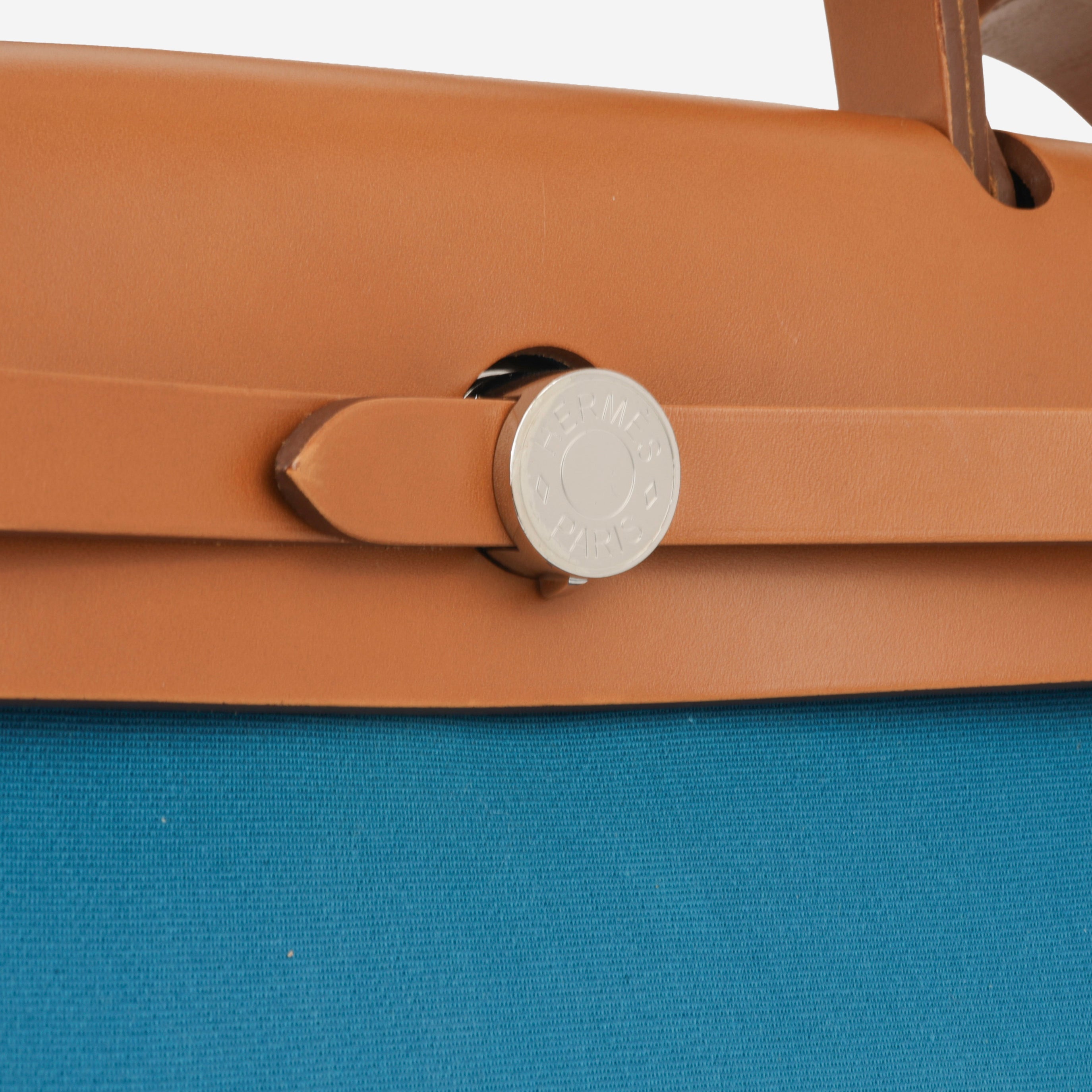 Hermès Herbag 31 - Blue Azteque Canvas /  Fauve Hunter | Palladium Hardware