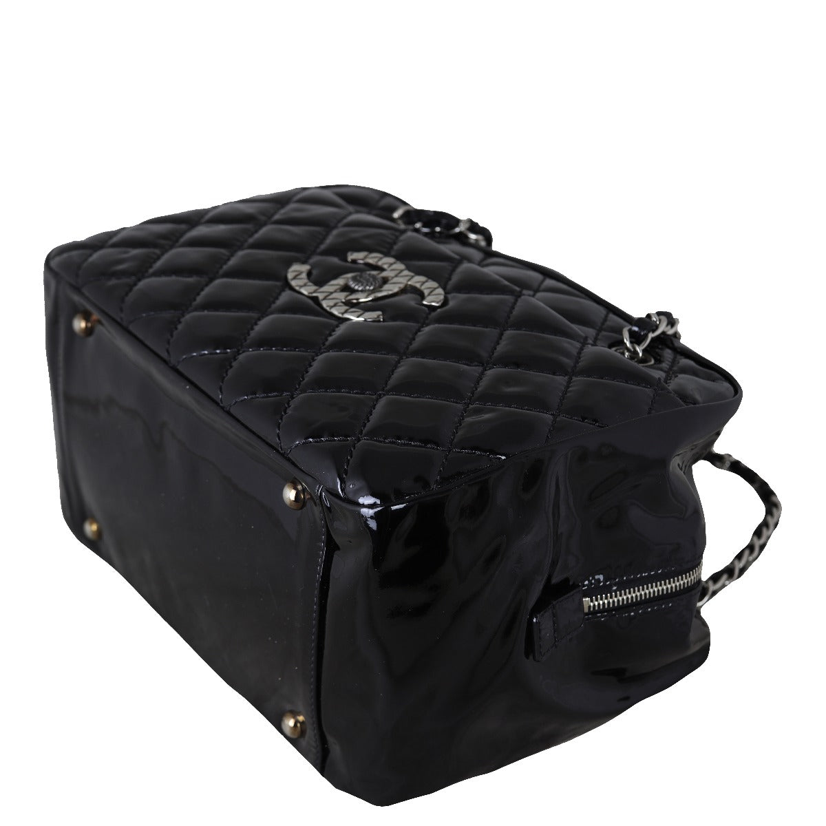 Chanel Brilliant Patent Camera Bag Large | Silver Hardware