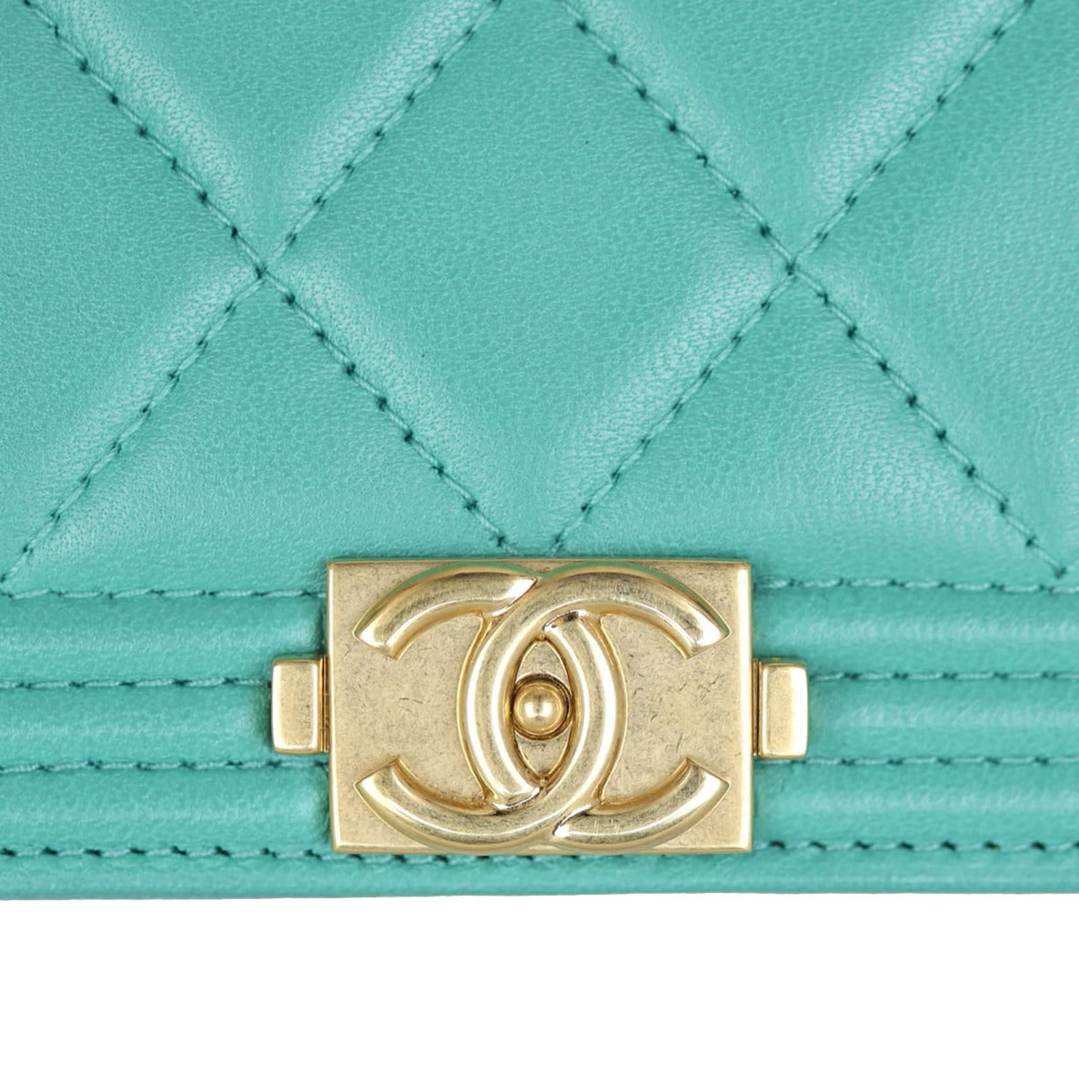Chanel Boy Long Flap Wallet |  Light Teal