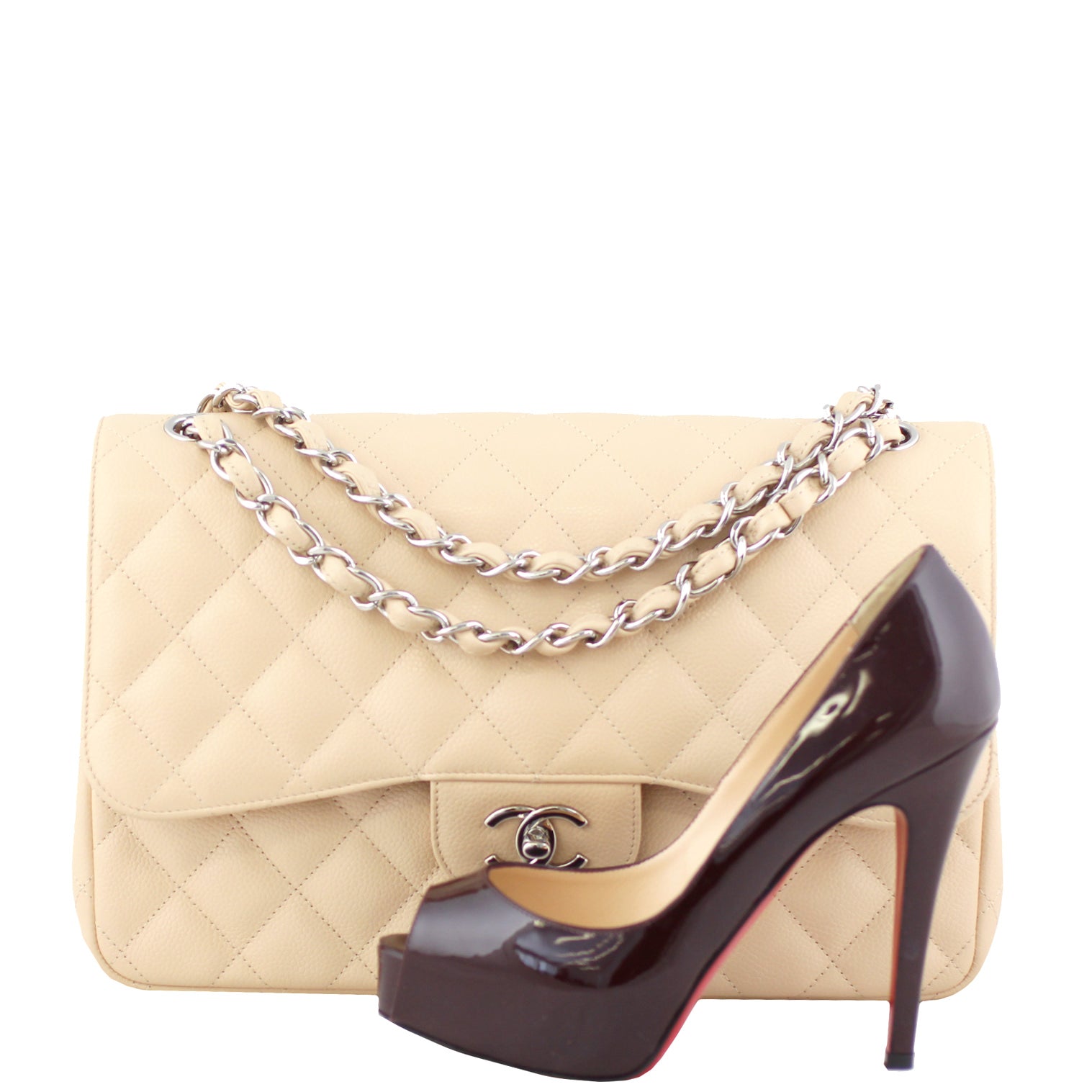 Chanel Classic Double Flap Jumbo | Beige SHW 14 Series