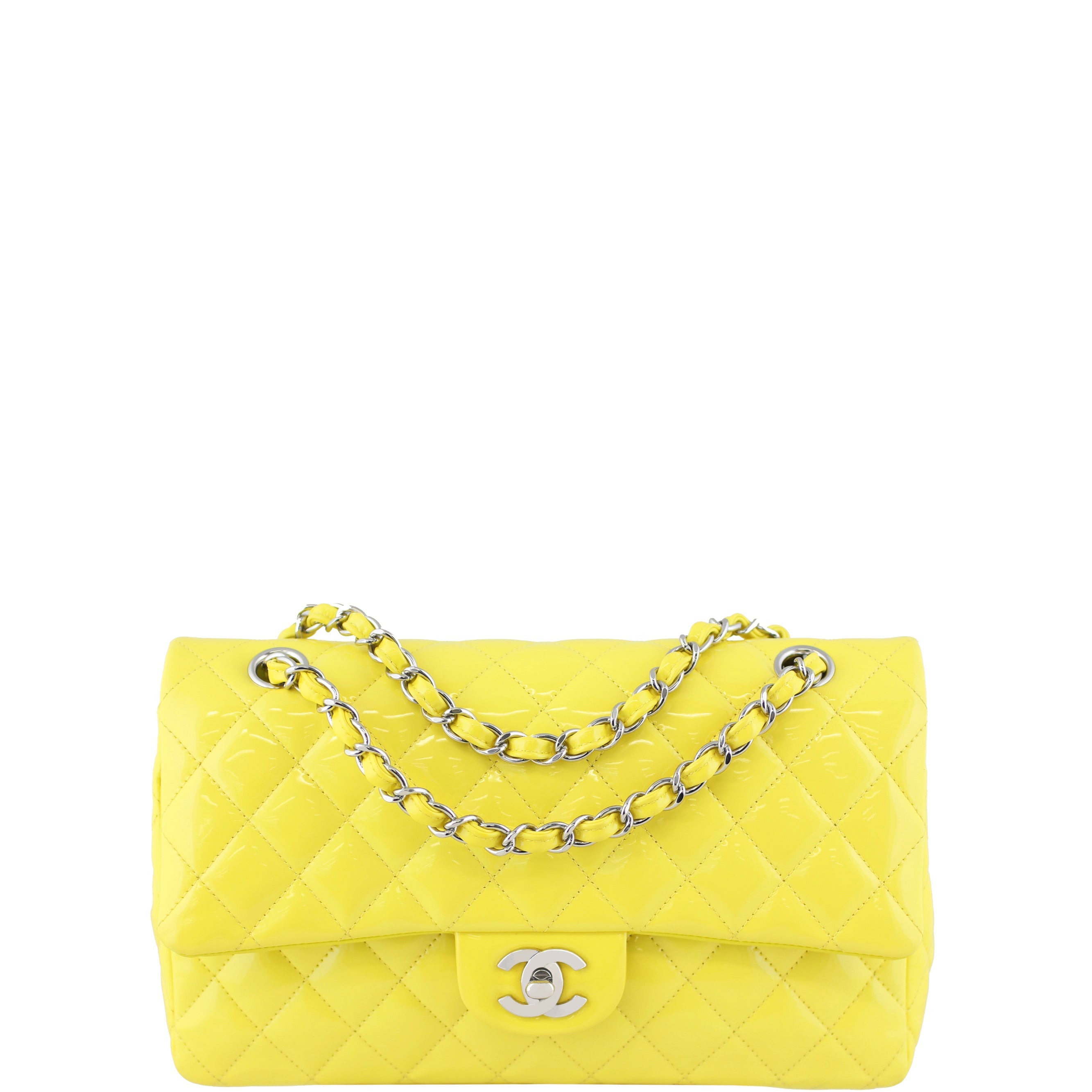 Chanel Classic Double Flap Medium Patent | Yellow