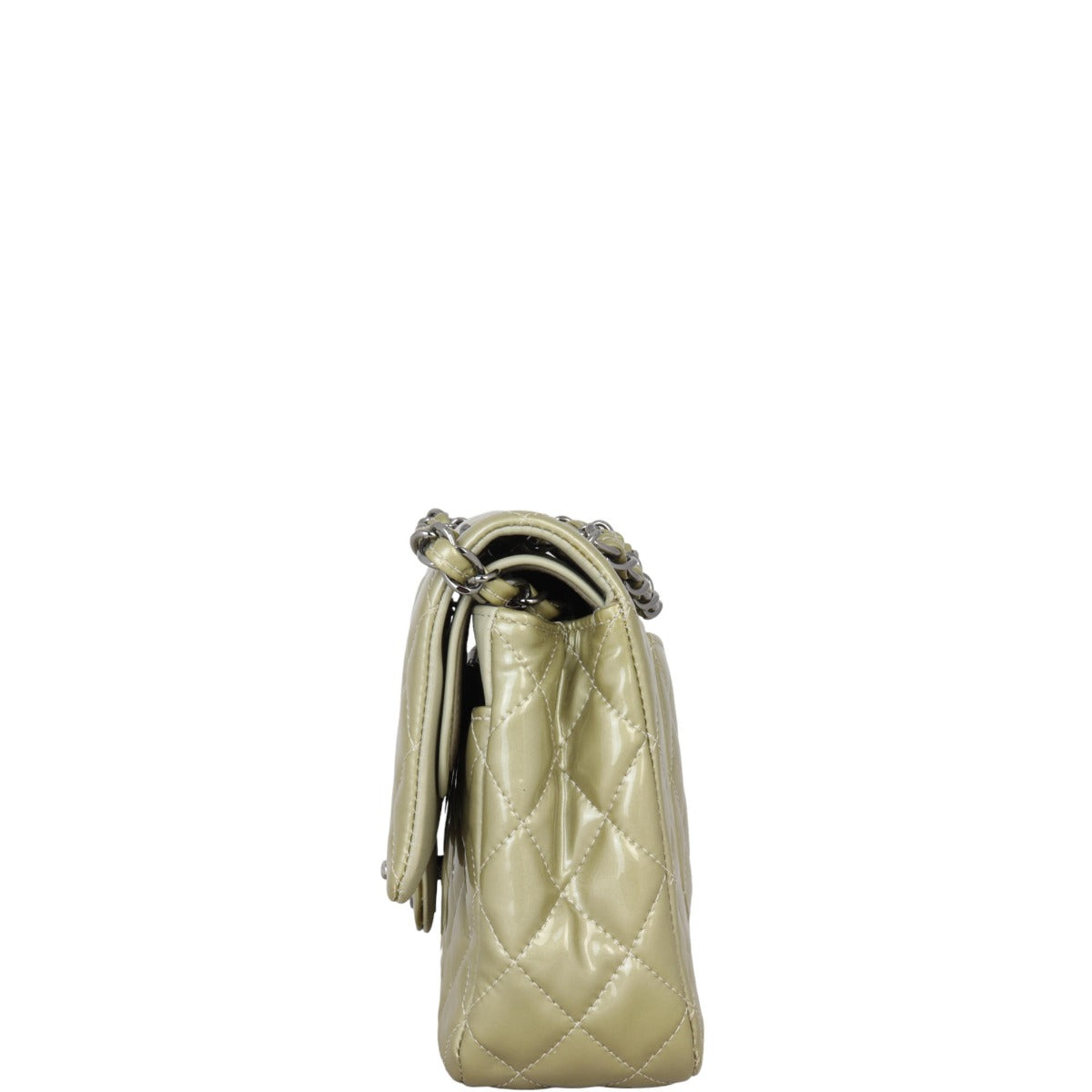 Chanel Classic Double Flap Medium Patent | Metallic Champagne