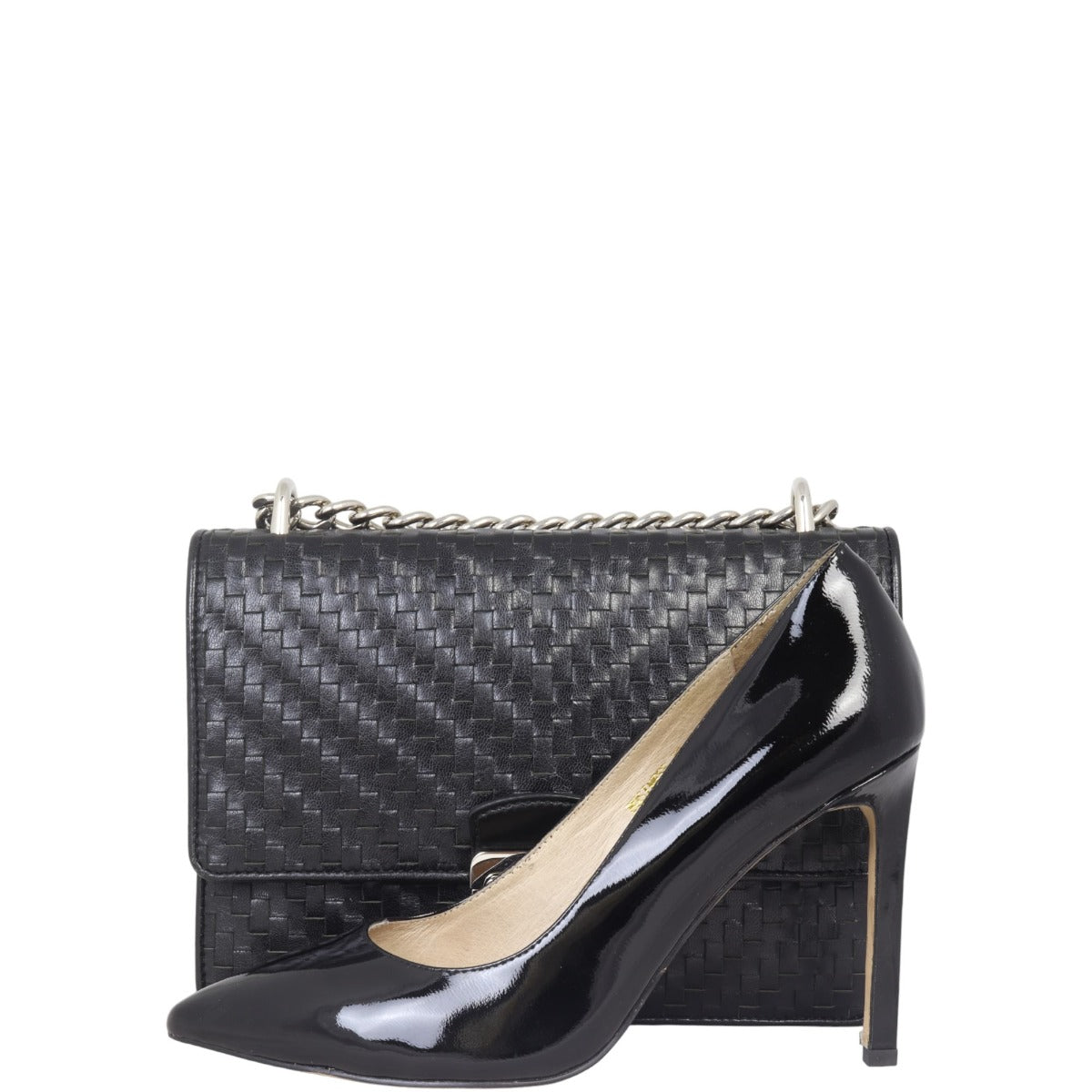 Prada Madras Woven Leather Chain Bag
