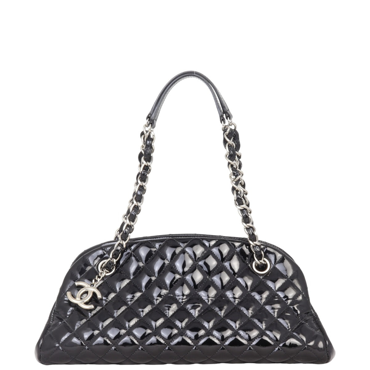 Chanel Just Mademoiselle Bowler Bag Medium Patent | Black