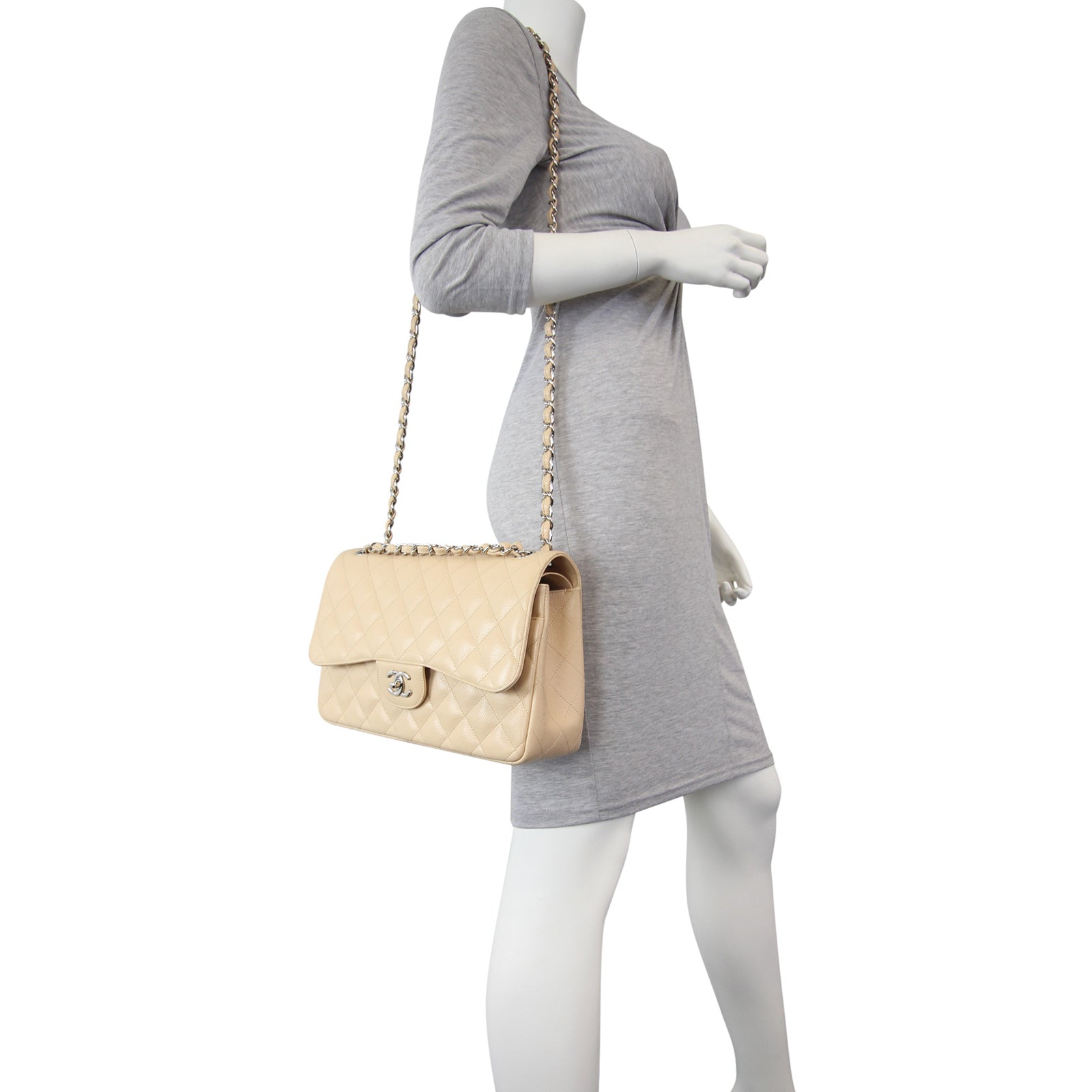 Chanel Classic Double Flap Jumbo | Beige SHW 14 Series