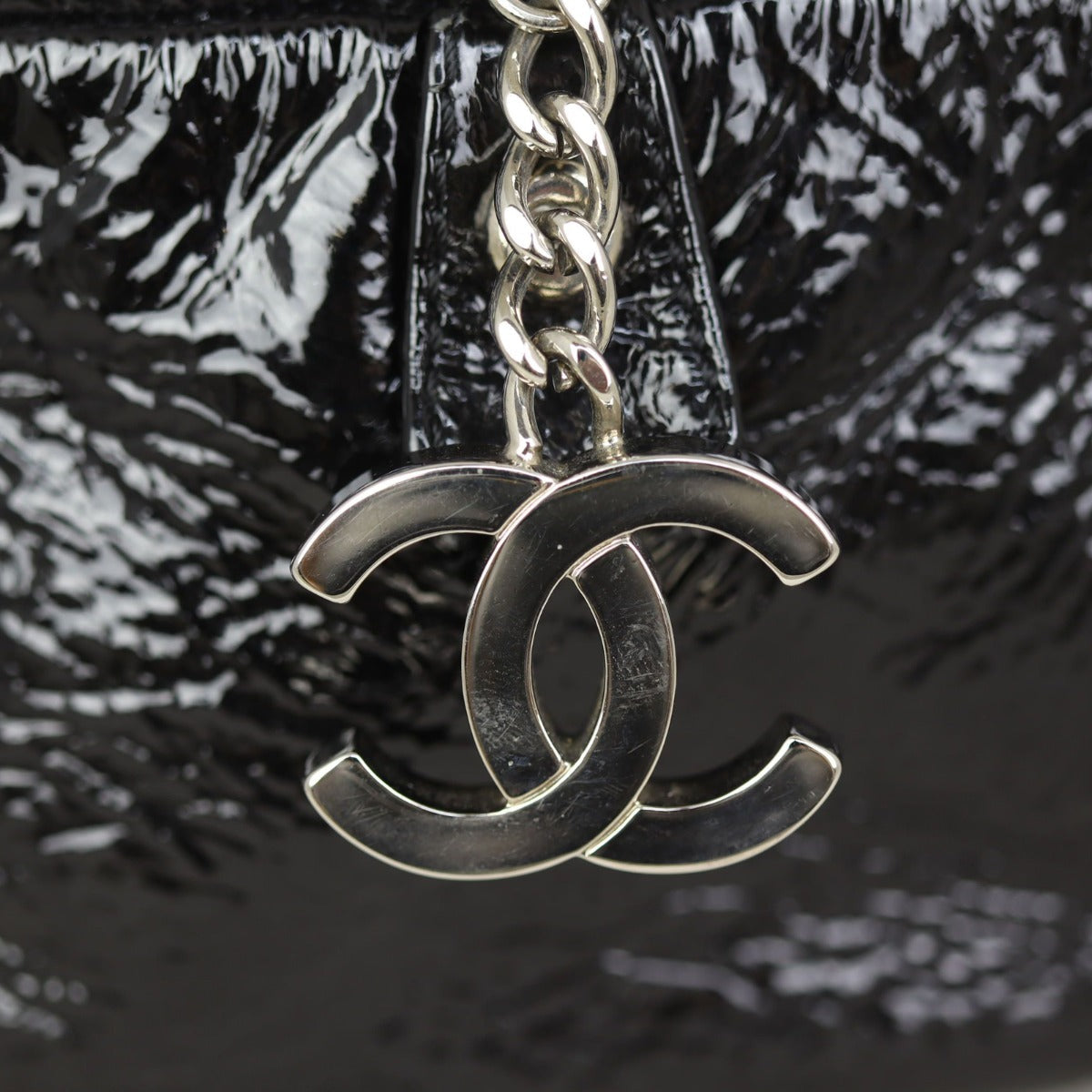 Chanel Luxe Ligne Bowler | Black Aged Patent