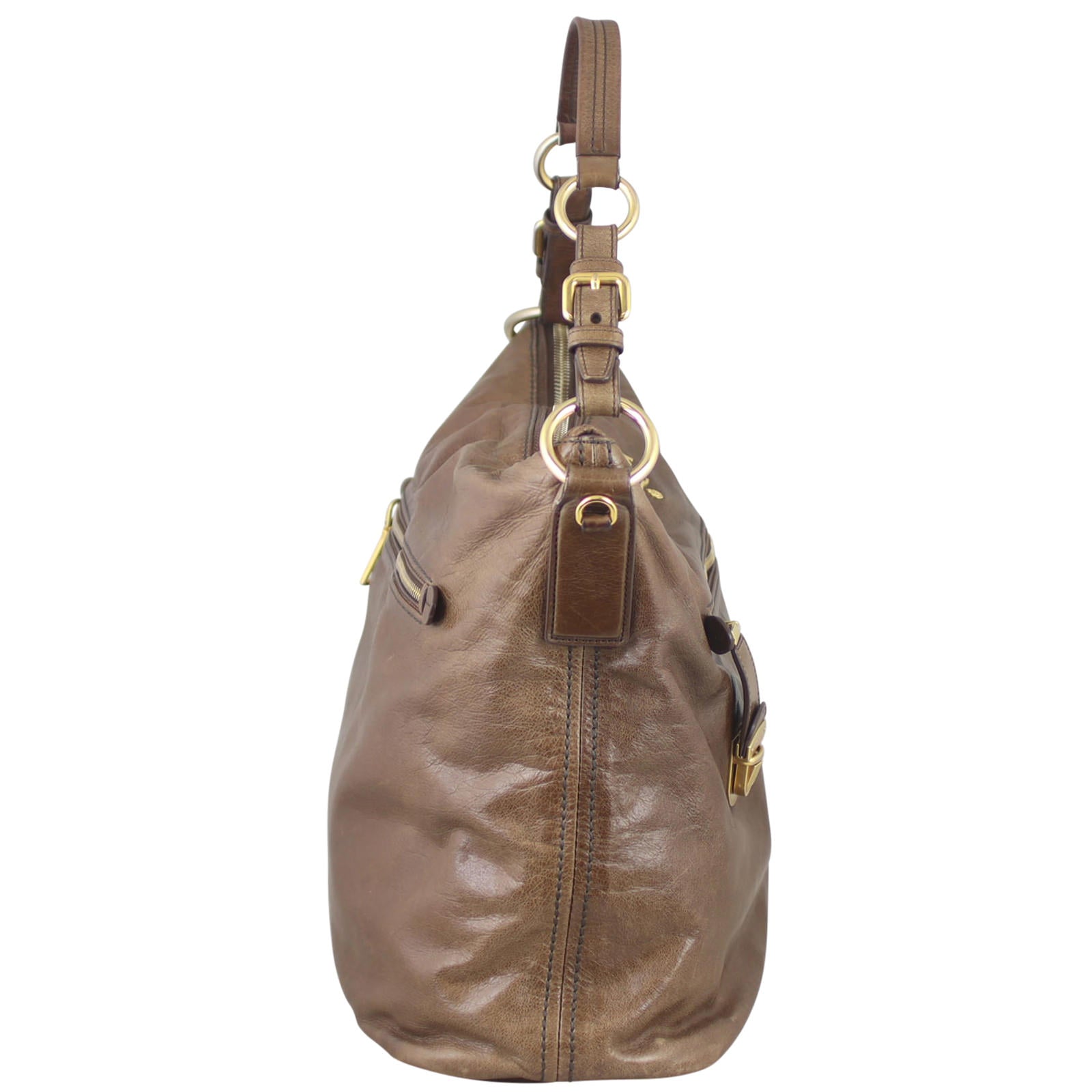 Prada Bruciato Leather Shoulder Bag