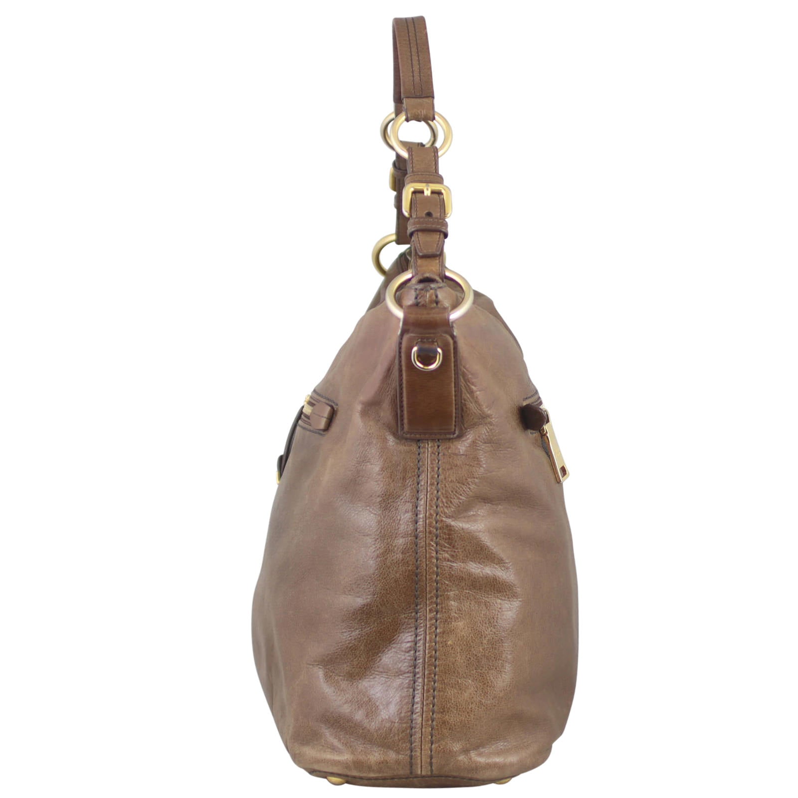 Prada Bruciato Leather Shoulder Bag