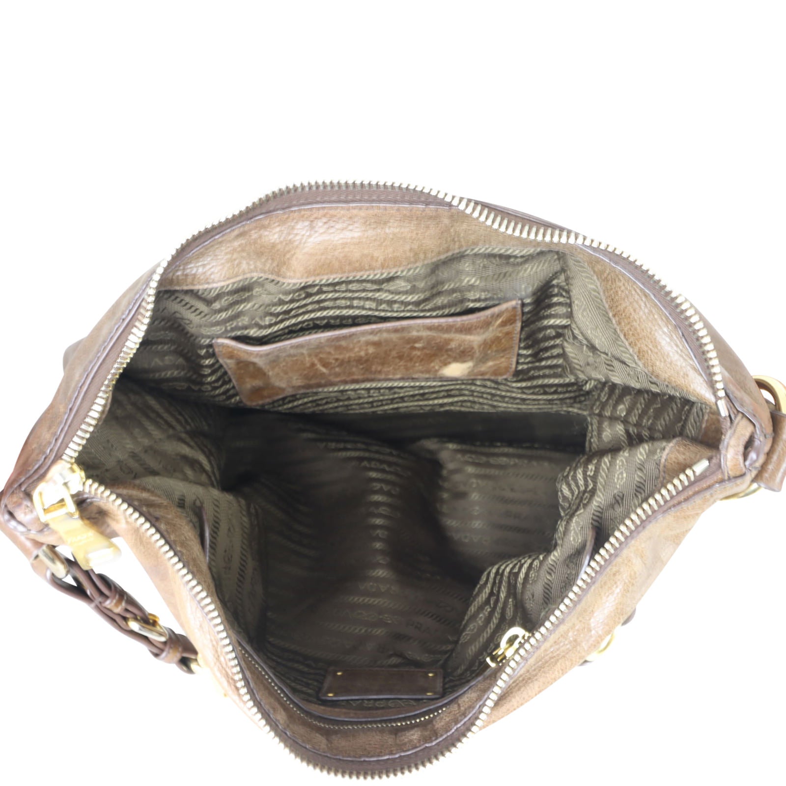 Prada Bruciato Leather Shoulder Bag