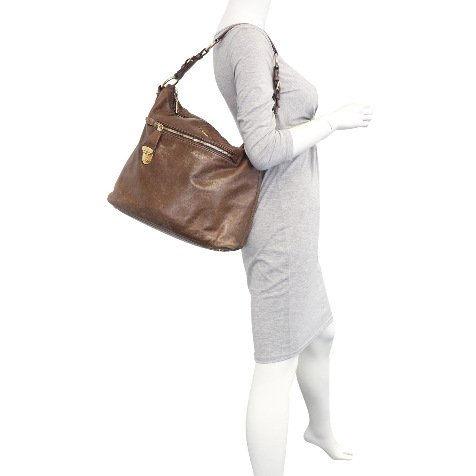 Prada Bruciato Leather Shoulder Bag