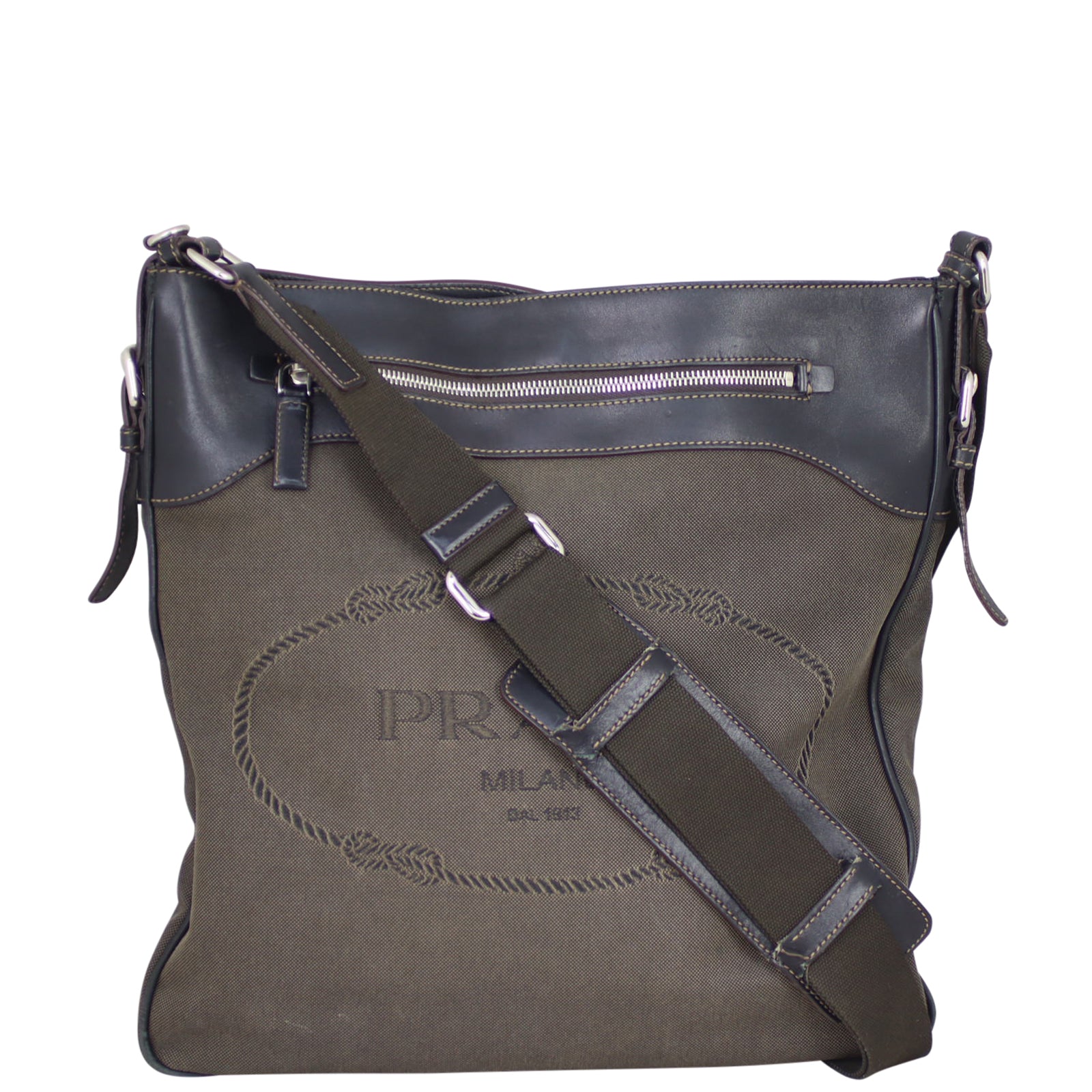 Prada Canvas Logo Messenger Large