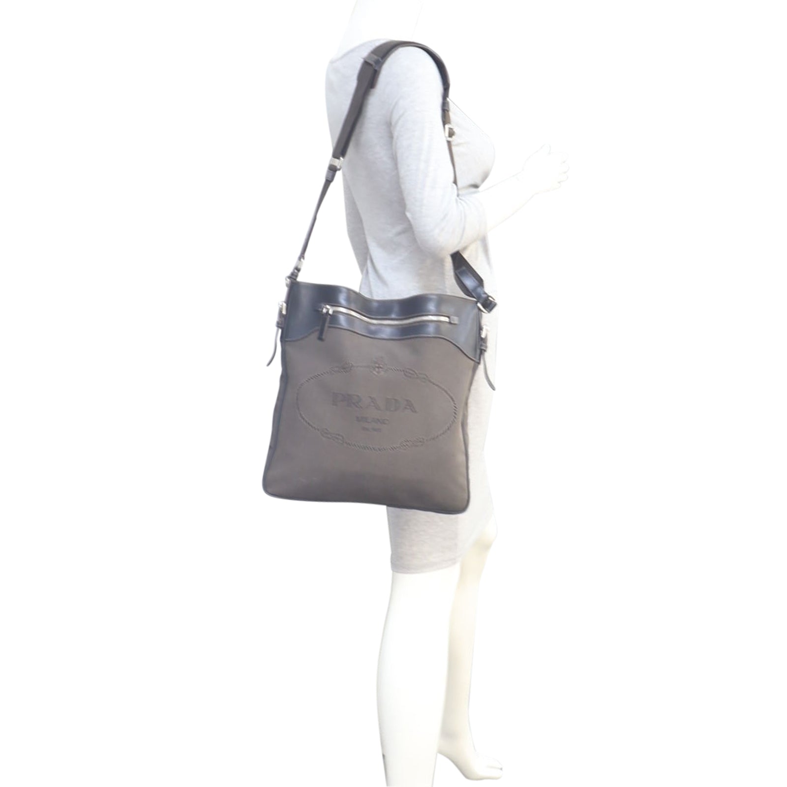 Prada Canvas Logo Messenger Large