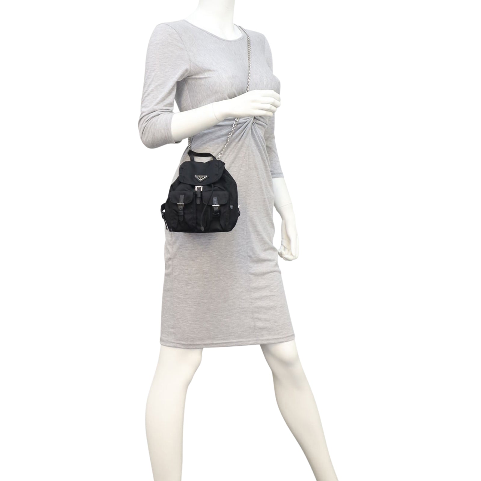 Prada Mini Tessuto Drawstring Convertible Backpack