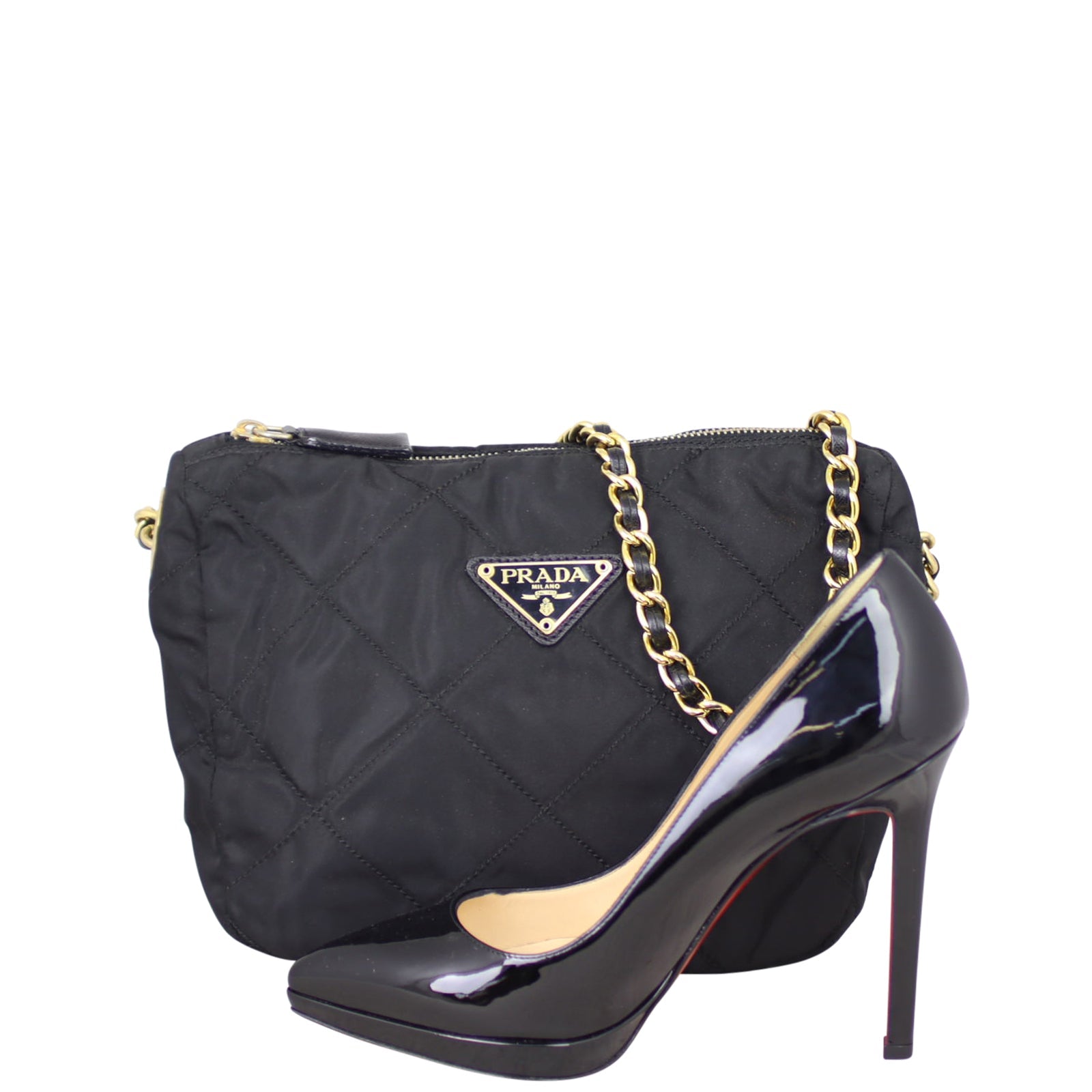 Prada Quilted Tessuto Chain Bag