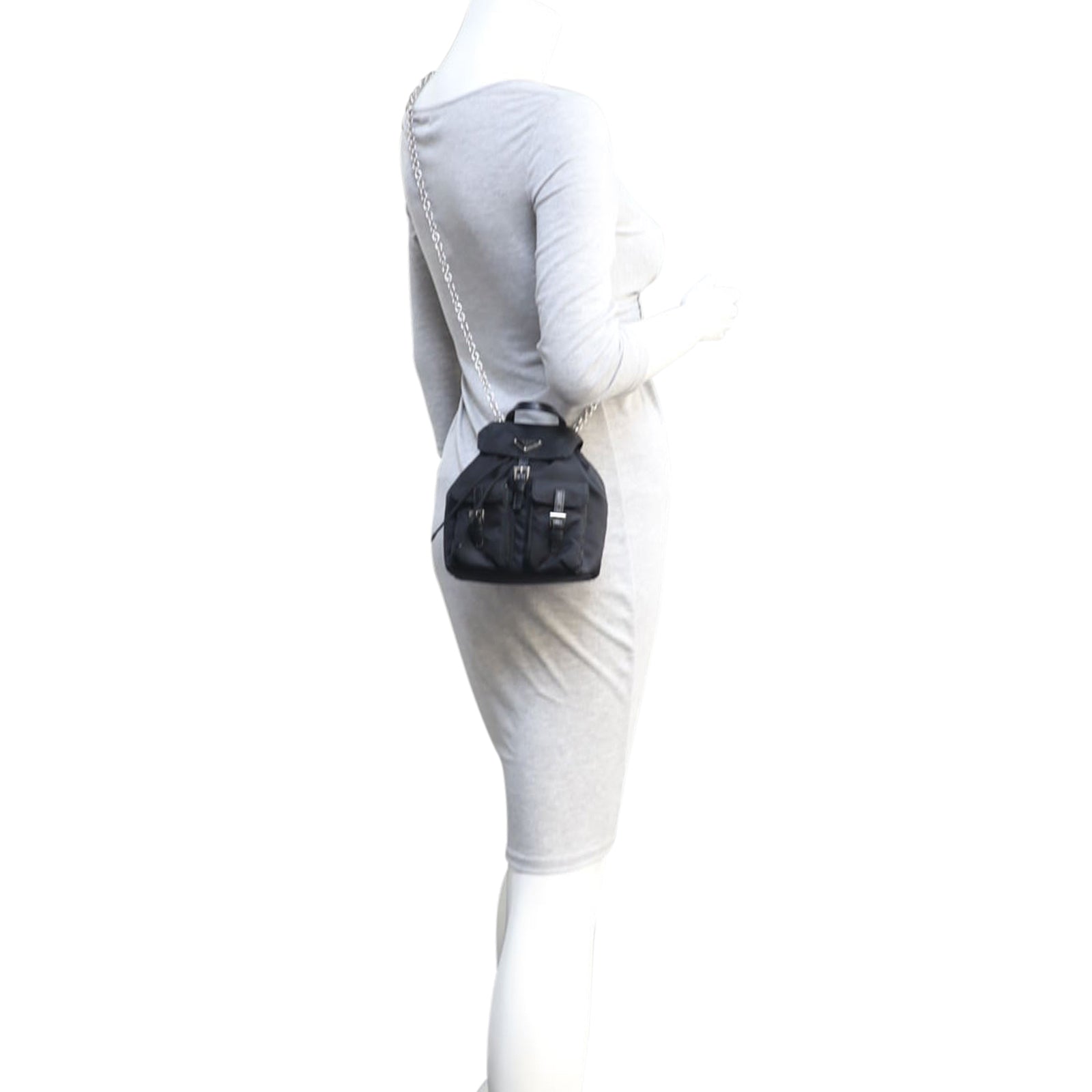 Prada Tessuto Vela Mini Backpack Chain Bag