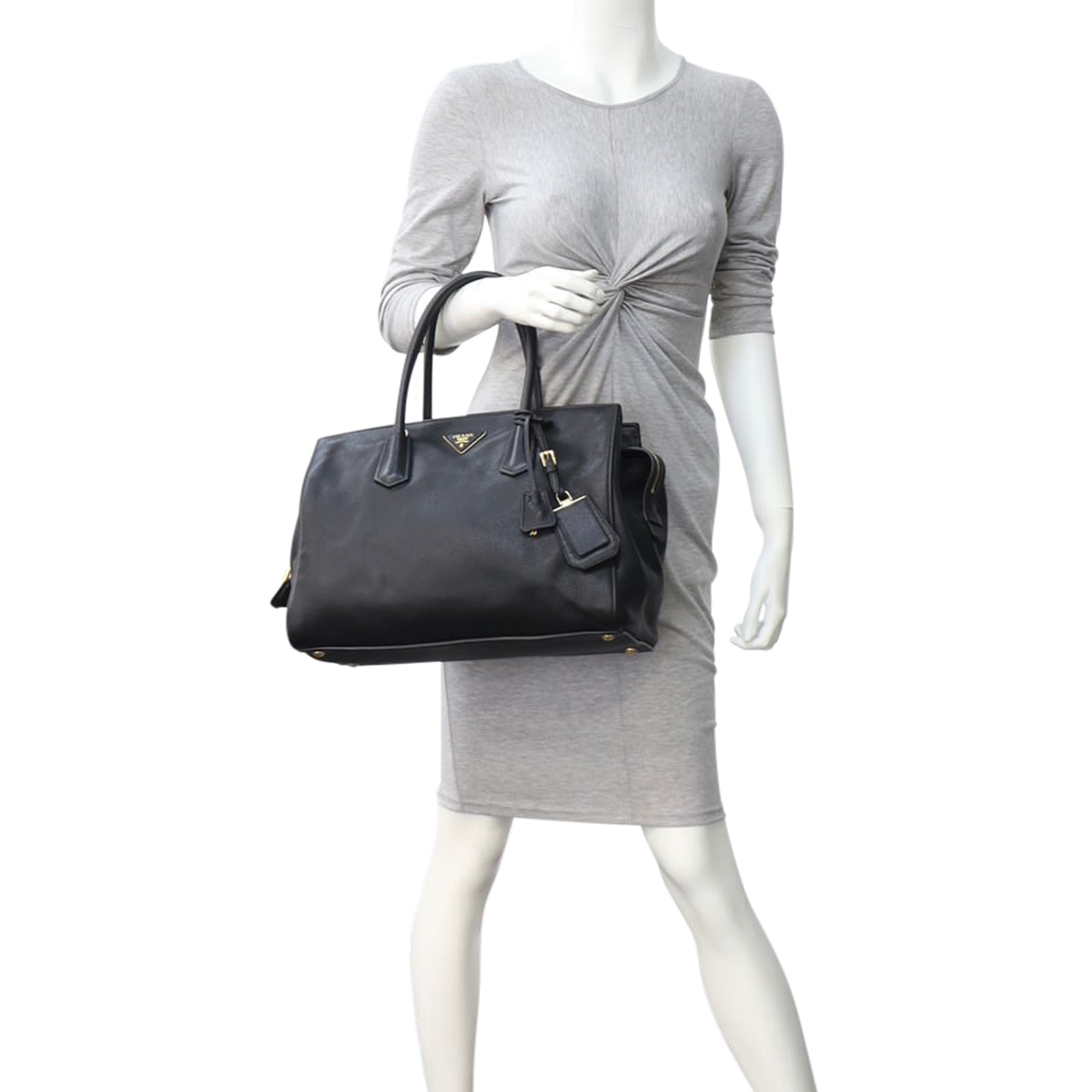 Prada Vitello Grain Top Handle Tote