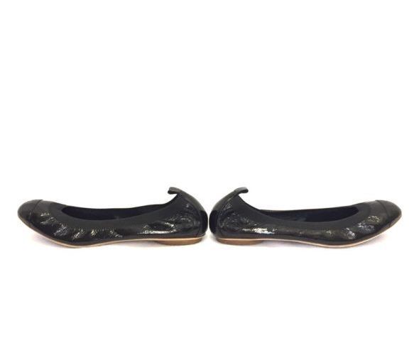 Women's Chanel ballerinas in black stretch patent leather