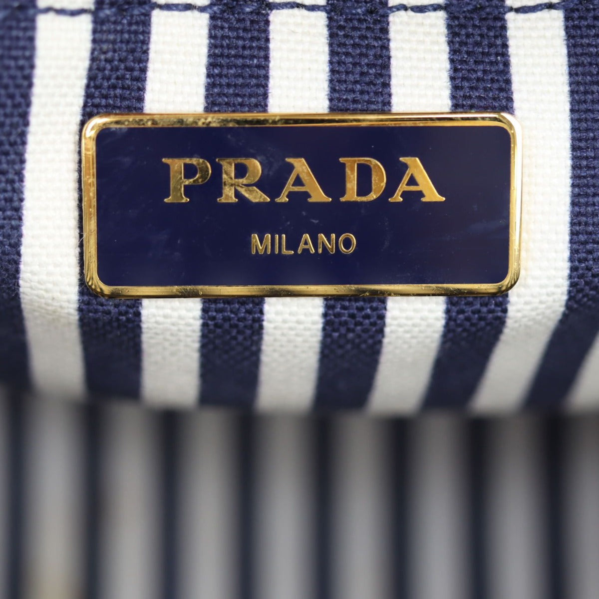Prada Wicker and Striped Canvas Tote
